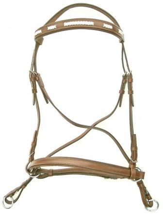 Image 1 of Bitless Bridle & crossover & Reins Tan Brown leather FULL