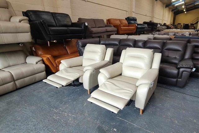 Image 13 of La-z-boy Madison ivory leather electric recliner 2 armchairs