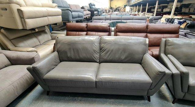 Image 2 of Ex-display Fellini grey leather 3+2 seater sofas