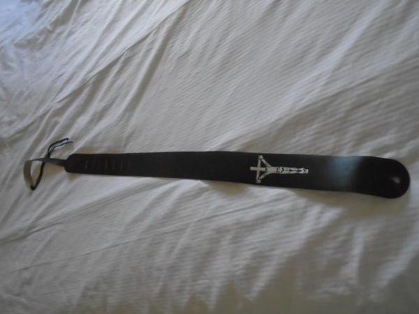 Image 1 of GUITAR  STRAP  -   GENUINE LEATHER - With Christian Emblem