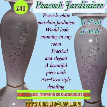 Image 1 of Vintage white porcelain peacock mantlepiece planterNOW£30