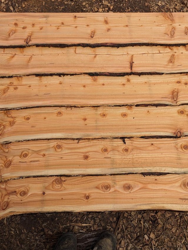 Preview of the first image of Larch cladding - Waney edge boards..