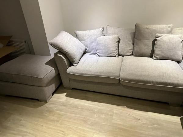 Image 2 of GREY L SHAPED SOFA WITH SQUARE POUFFE TO MATCH