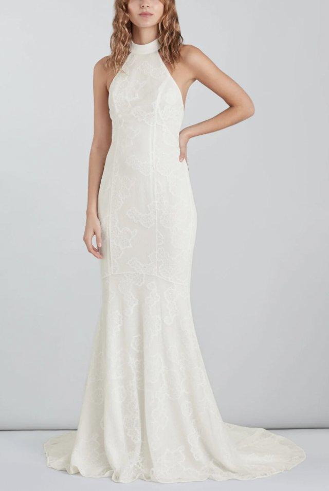 Preview of the first image of Whistles Maria Halterneck Lace Ivory White Wedding Dress.