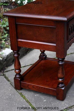 Image 72 of AN OLD CHARM TUDOR BROWN CARVED OAK BEDSIDE PHONE LAMP TABLE