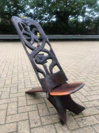 Image 1 of Hand carved African art Chair