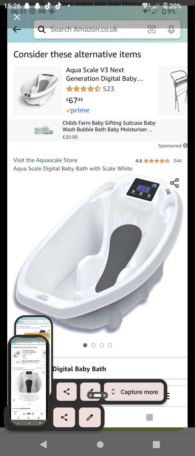Preview of the first image of Digital baby bath shows there weight.