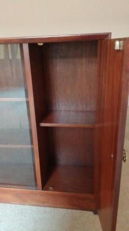 Image 1 of Low display cabinet with glass sliding doors, display shelve