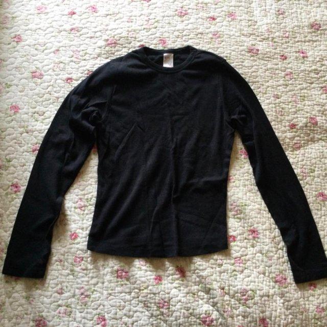 Preview of the first image of x3 Black 100% Cotton Long Sleeve Basic Crew Neck Tops.