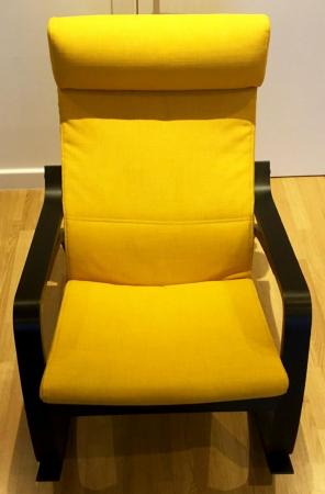 Image 2 of IKEA POÄNG ROCKING-CHAIR, Black, yellow cushion
