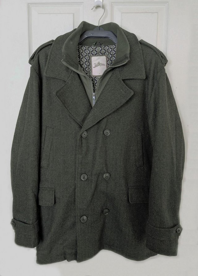 Preview of the first image of Mens Joe browns Khaki Herringbone Jacket/Coat - Size 1XL.