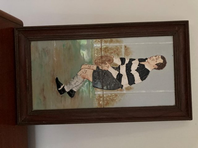 Preview of the first image of Hand painted rugby tile in frame.