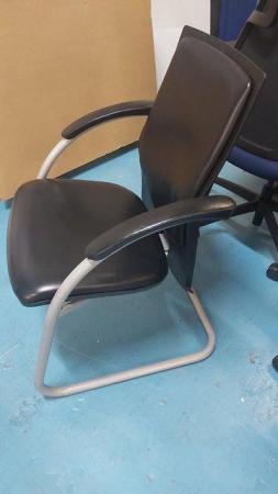 Image 2 of Black leather office meeting executive cantilever chair x2