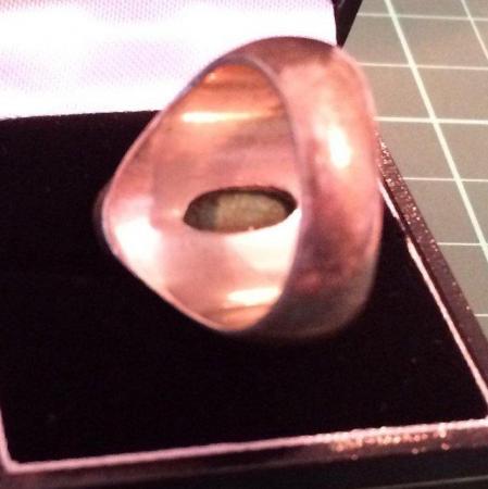 Image 2 of Silver and jade marble stone ring