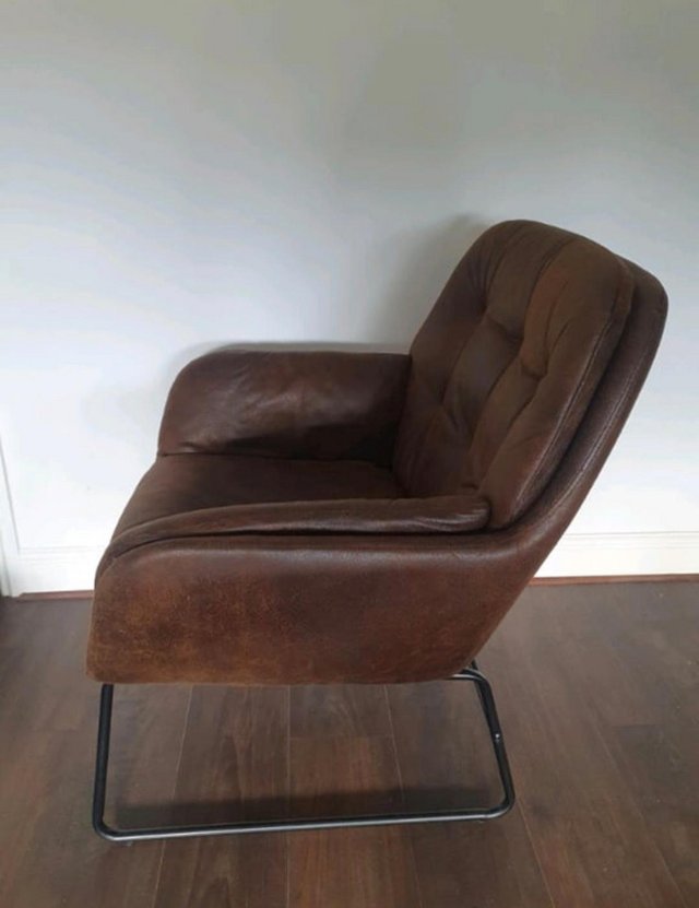 Preview of the first image of Distressed Faux Leather Chesterfield Armchair.