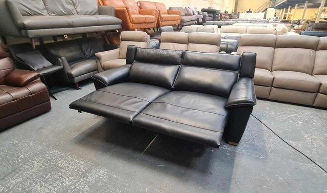 Image 3 of Dune black leather electric recliner 3 seater sofa