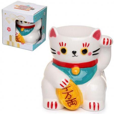 Image 2 of Ceramic White Maneki Neko Lucky Cat Oil Burner. Free uk Post