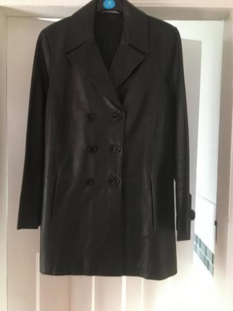 Image 2 of A Marks & Spencer ladies soft black leather coat.