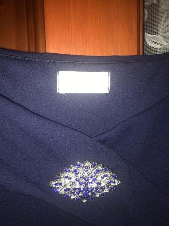 Image 2 of Navy fishtail dress size 24 and gold shawl