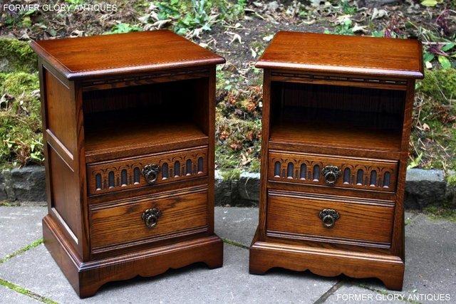 Image 90 of A PAIR OF OLD CHARM LIGHT OAK BEDSIDE CABINETS LAMP TABLES