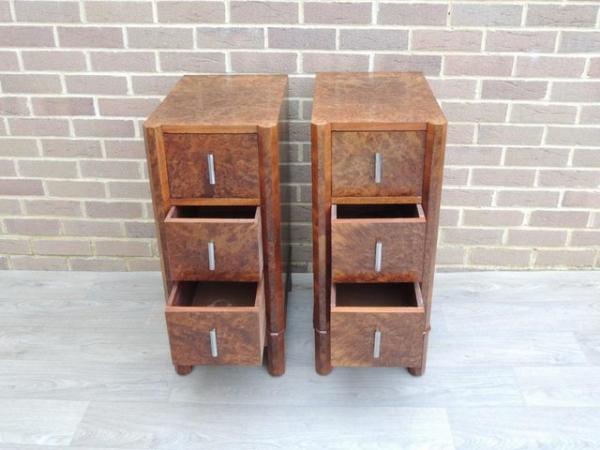 Image 4 of Pair of Antique Walnut Bedside Tables (UK Delivery)