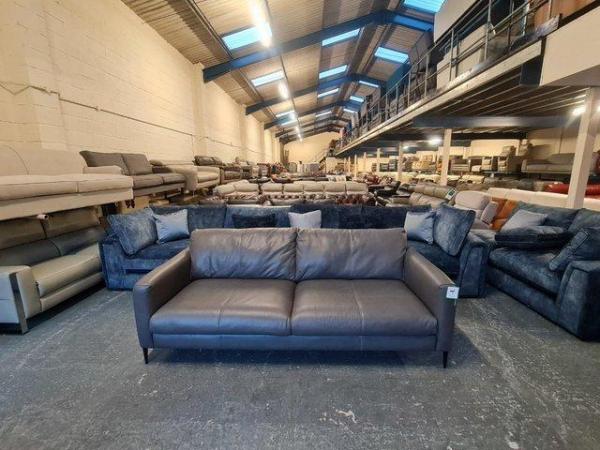 Image 3 of Ex-display Massimo grey leather large 3 seater sofa