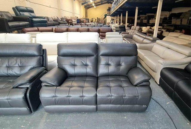 Image 15 of La-z-boy Knoxville grey leather recliner 3+2 seater sofas