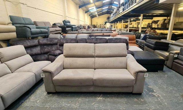 Image 3 of Clarence light grey velvet fabric 3 seater sofa bed