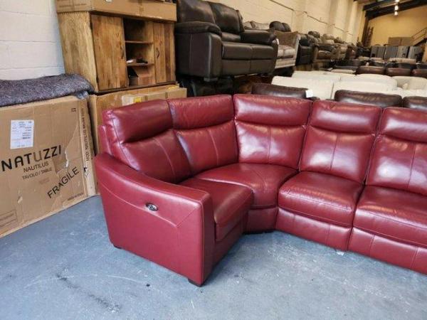 Image 11 of Midi berry red leather electric recliner corner sofa