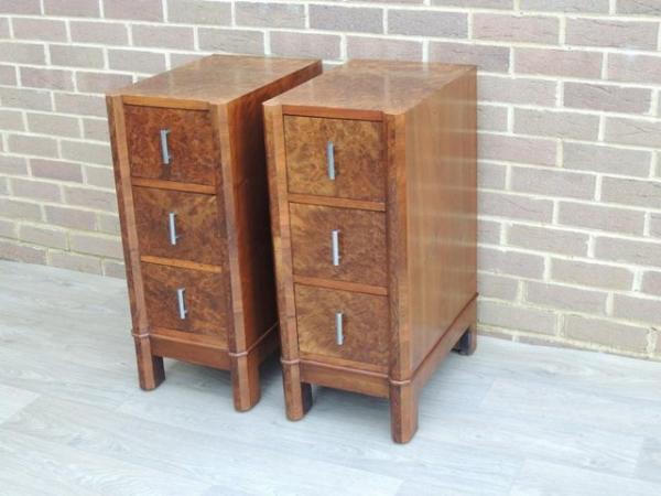 Image 8 of Pair of Antique Walnut Bedside Tables (UK Delivery)