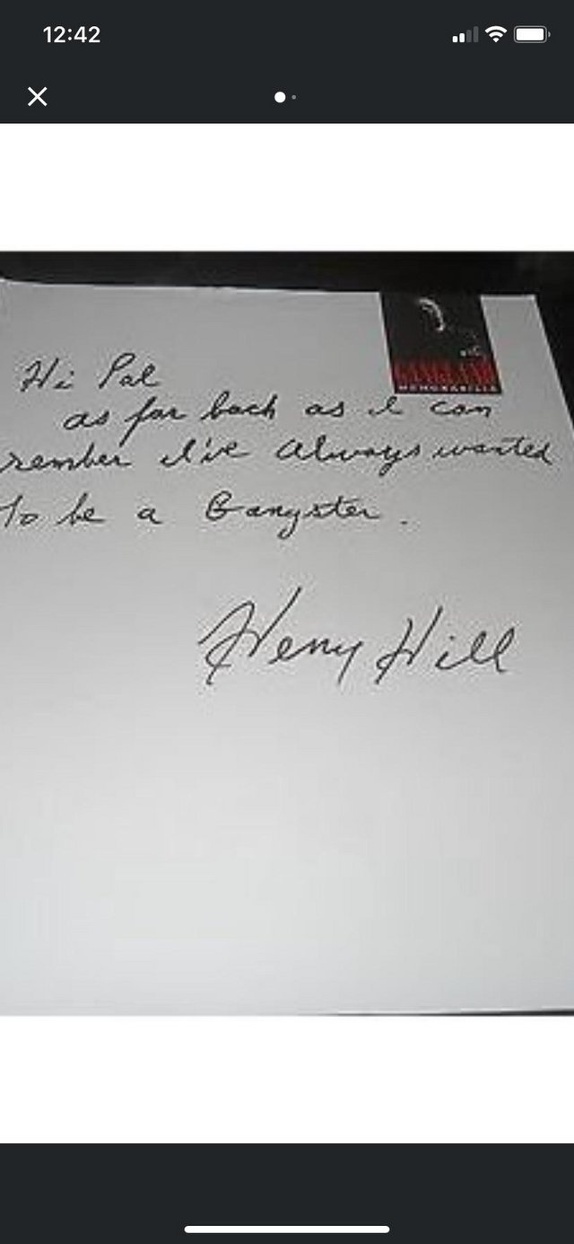Preview of the first image of Henry Hill AUTHENTIC GENUINE signed autographed letter Goodf.