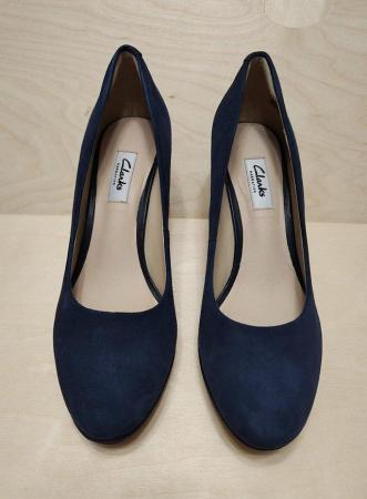 Image 1 of New Clark's Narrative Kendra Sienna Navy Suede Shoes UK 5.5