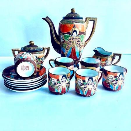 Image 2 of Hand painted Japanese Samurai Tea Set