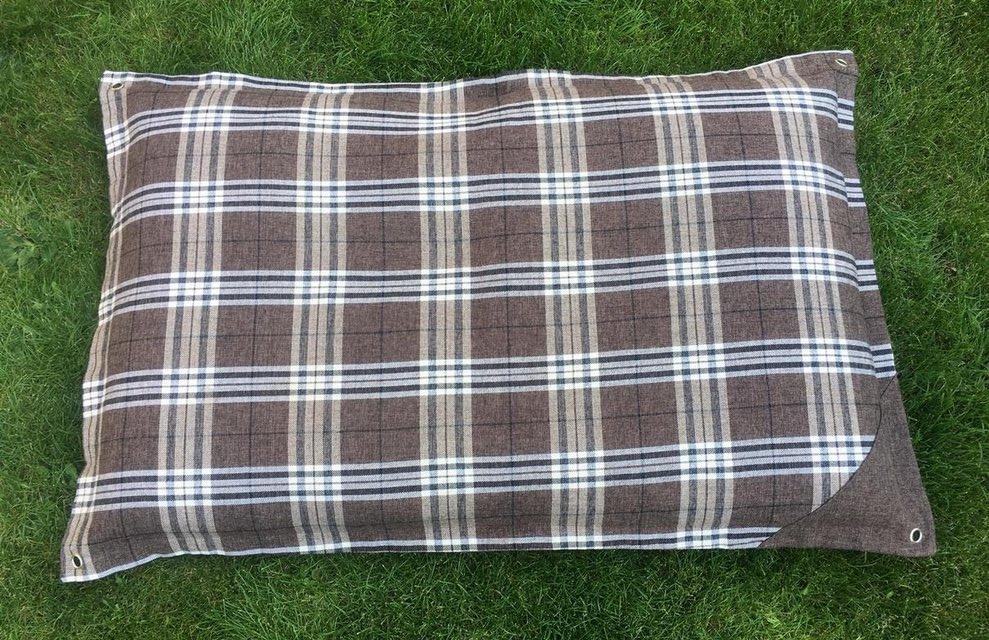 Preview of the first image of Do Not Disturb Dog Bed/Duvet Large 140cmx90cm Tartan Brown.