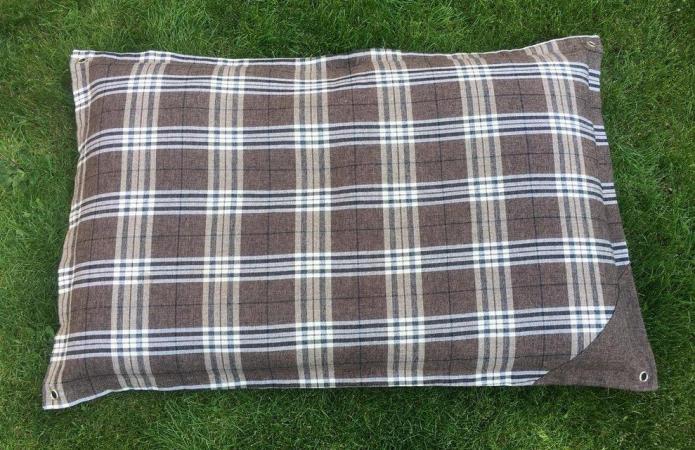 Image 1 of Do Not Disturb Dog Bed/Duvet Large 140cmx90cm Tartan Brown