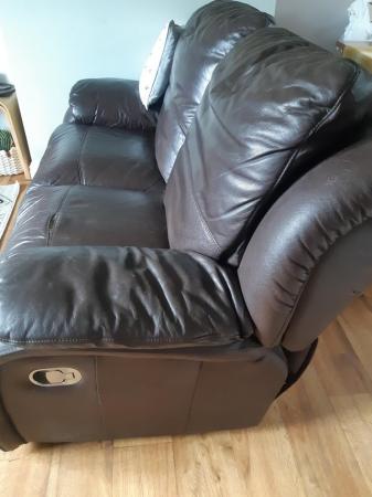 Image 2 of 2 Seater Leather Recliner Sofa