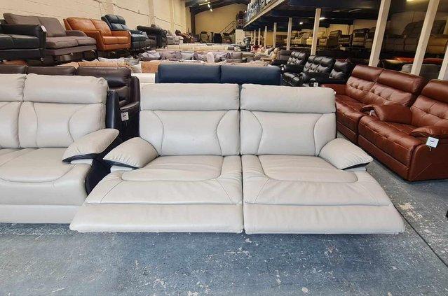 Image 14 of La-z-boy grey and black leather 3+2 seater sofas