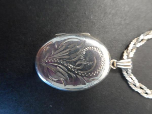 Image 3 of Solid Silver Locket and Chain