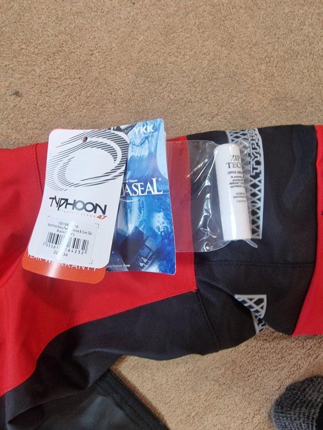 Preview of the first image of 2022 Typhoon Max B Drysuit & Underfleece- Black / Red size L.