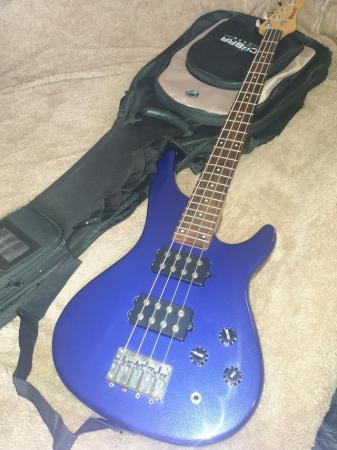 Image 9 of Bass Guitar, Wesley, with New padded case. Tuner. New stand