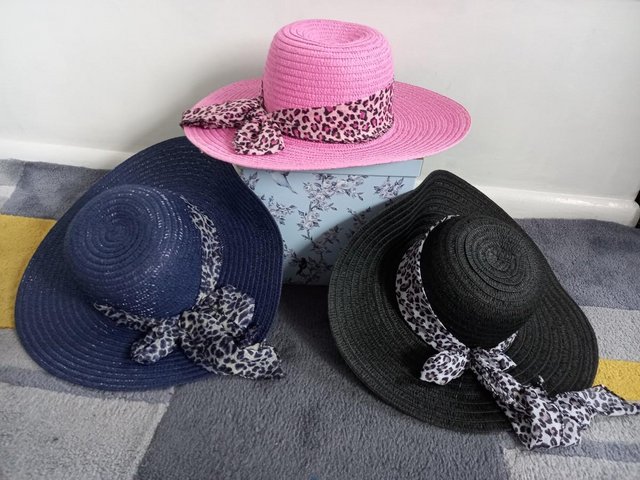 Preview of the first image of Ladies sun hats x 3 with wide brim.