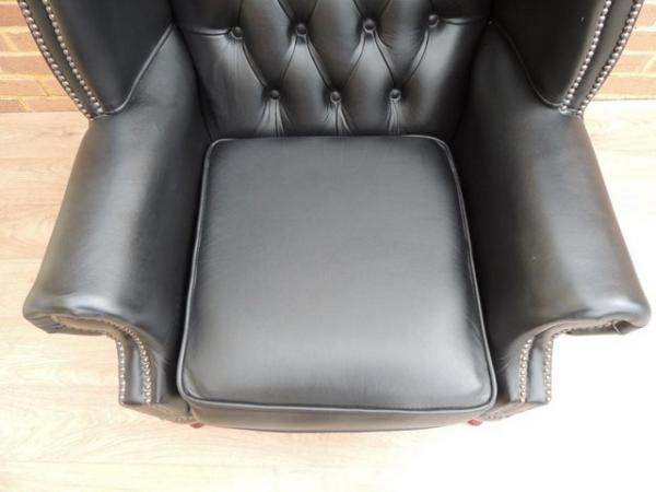 Image 10 of Chesterfield Black Queen Anne Armchair (UK Delivery)