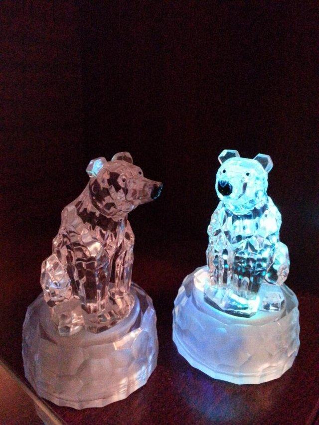 Preview of the first image of Two bear light up ornaments with spare batteries - Chatham.