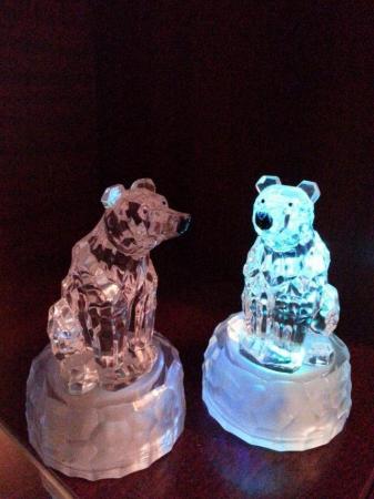 Image 1 of Two bear light up ornaments with spare batteries - Chatham