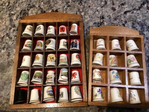 Image 2 of Collection of over 200 thimbles, most in wooden display case