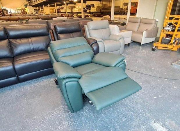 Image 6 of Winslow forest green leather electric recliner armchair