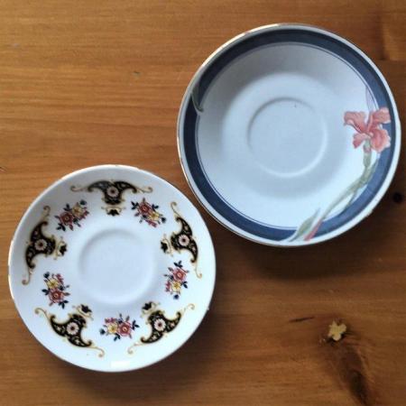 Image 1 of 2 attractive bone china/porcelain saucers. £1.50 both.