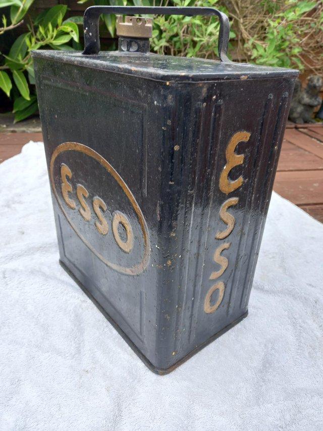 Preview of the first image of Esso 2 gallon petrol tin with cap.
