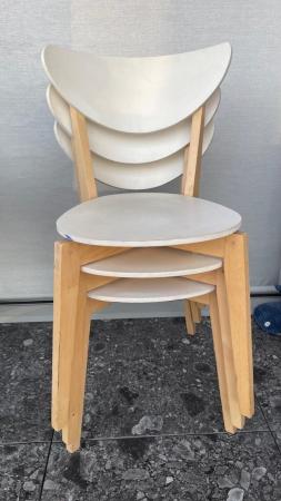 Image 1 of Set of 3 stackable wooden kitchen/dining room chairs