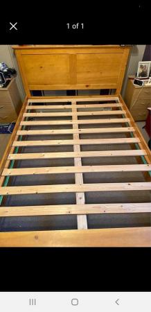 Image 1 of Solid wooden pine double bed frame